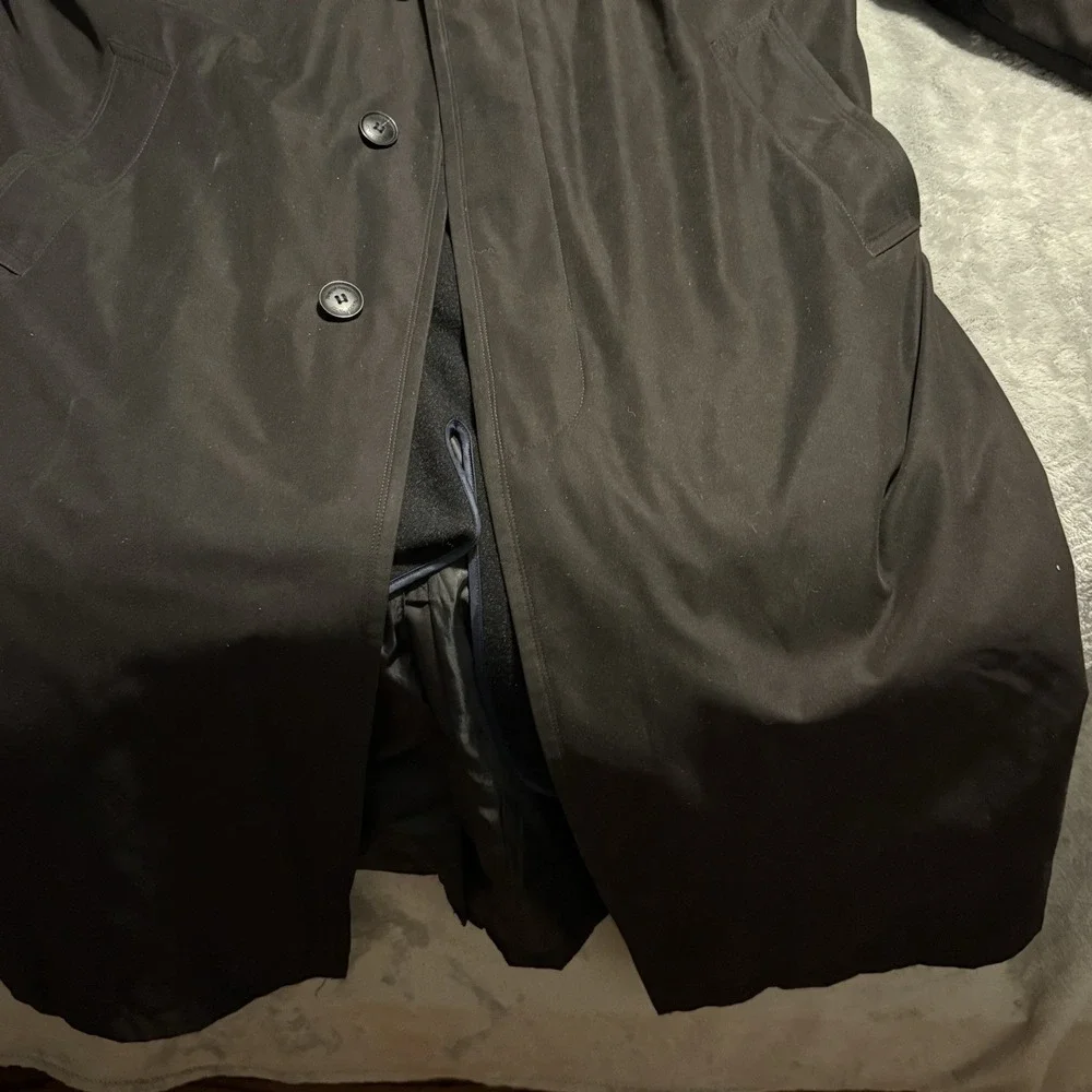 Newport Harbor Mens Trench Coat 44R Black All Weather Lining Long